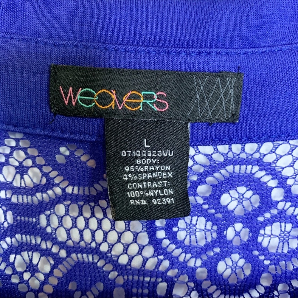Weavers Blue 3/4 sleeve Button Down Blouse Large - Picture 4 of 4